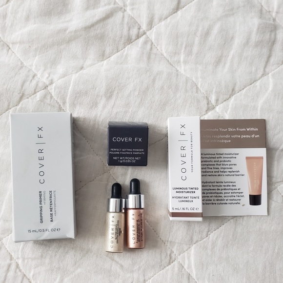 ❌SOLD❌CoverFX bundle-Primer,Setting Powder,Glitter Drops - Picture 1 of 14